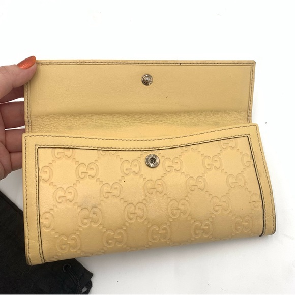 GUCCI⚡️Guccissima Pale Yellow Monogram Signoria Continental French Flap Wallet - Picture 5 of 14